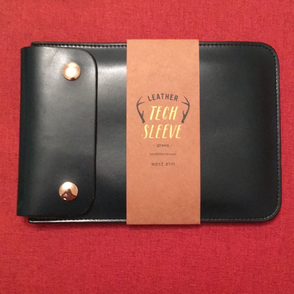 Green leather tech iPad tablet sleeve - Picture 1 of 7